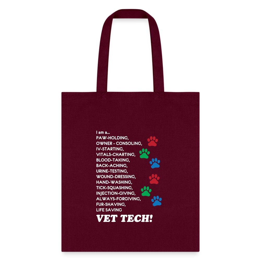 Vet Tech Tote Bag - I Am A Vet Tech Canvas Shoulder Bag for Veterinary Technicians & Students