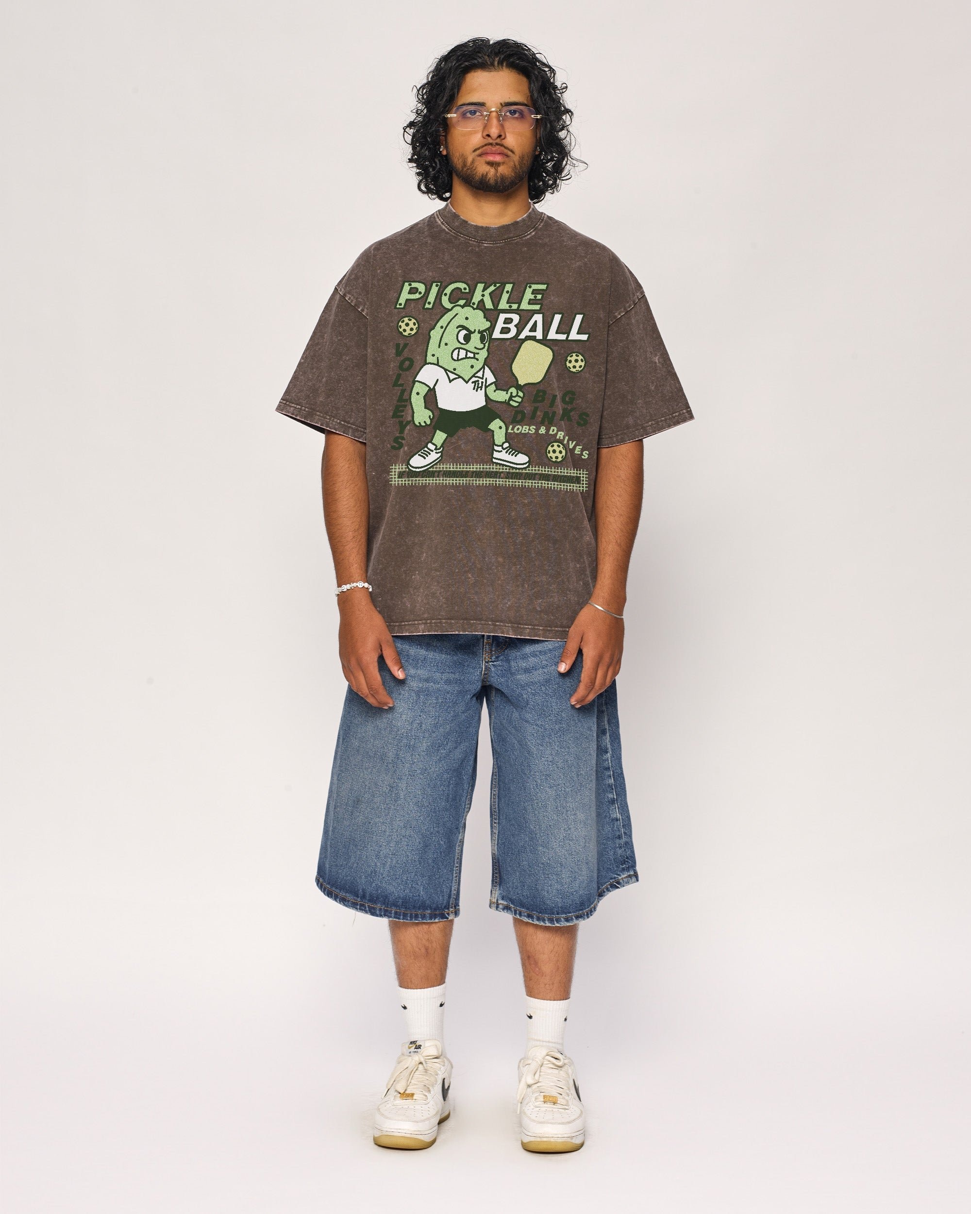 Pickleball Oversized Graphic Tee - Unisex 90s Boxy Fit 100% Combed Cotton
