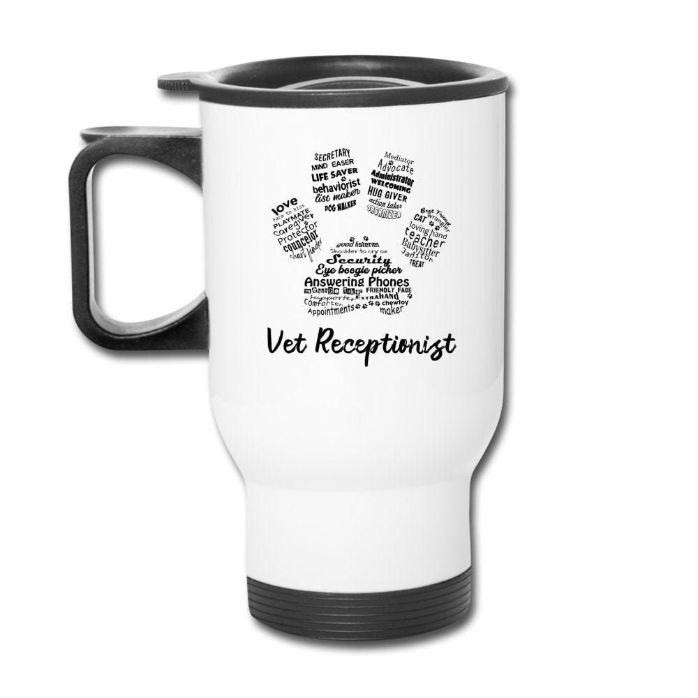 Vet Receptionist Pawprint 14oz Stainless Steel Travel Mug