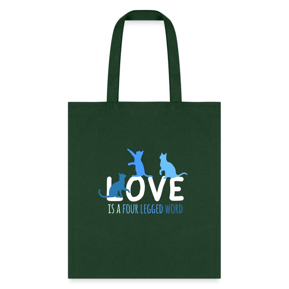 Love is a Four Legged Word Cats Tote Bag - Canvas Cat Lover Tote
