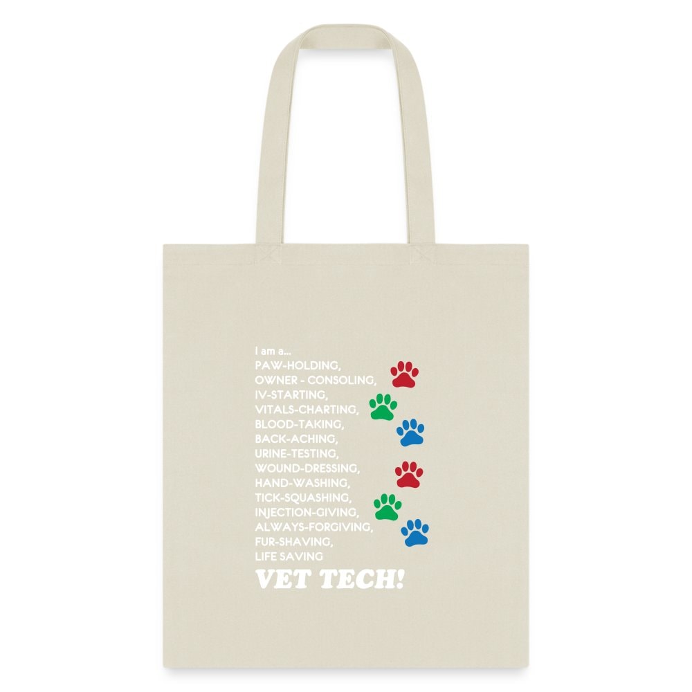 Vet Tech Tote Bag - I Am A Vet Tech Canvas Shoulder Bag for Veterinary Technicians & Students