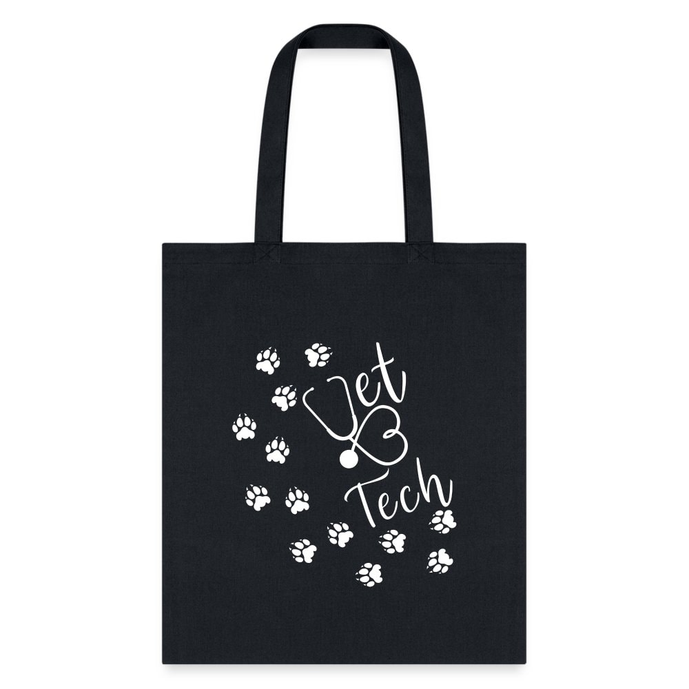 Vet Tech Paw Prints Stethoscope Tote Bag 100% Cotton Canvas 15.5x14.5 Inches