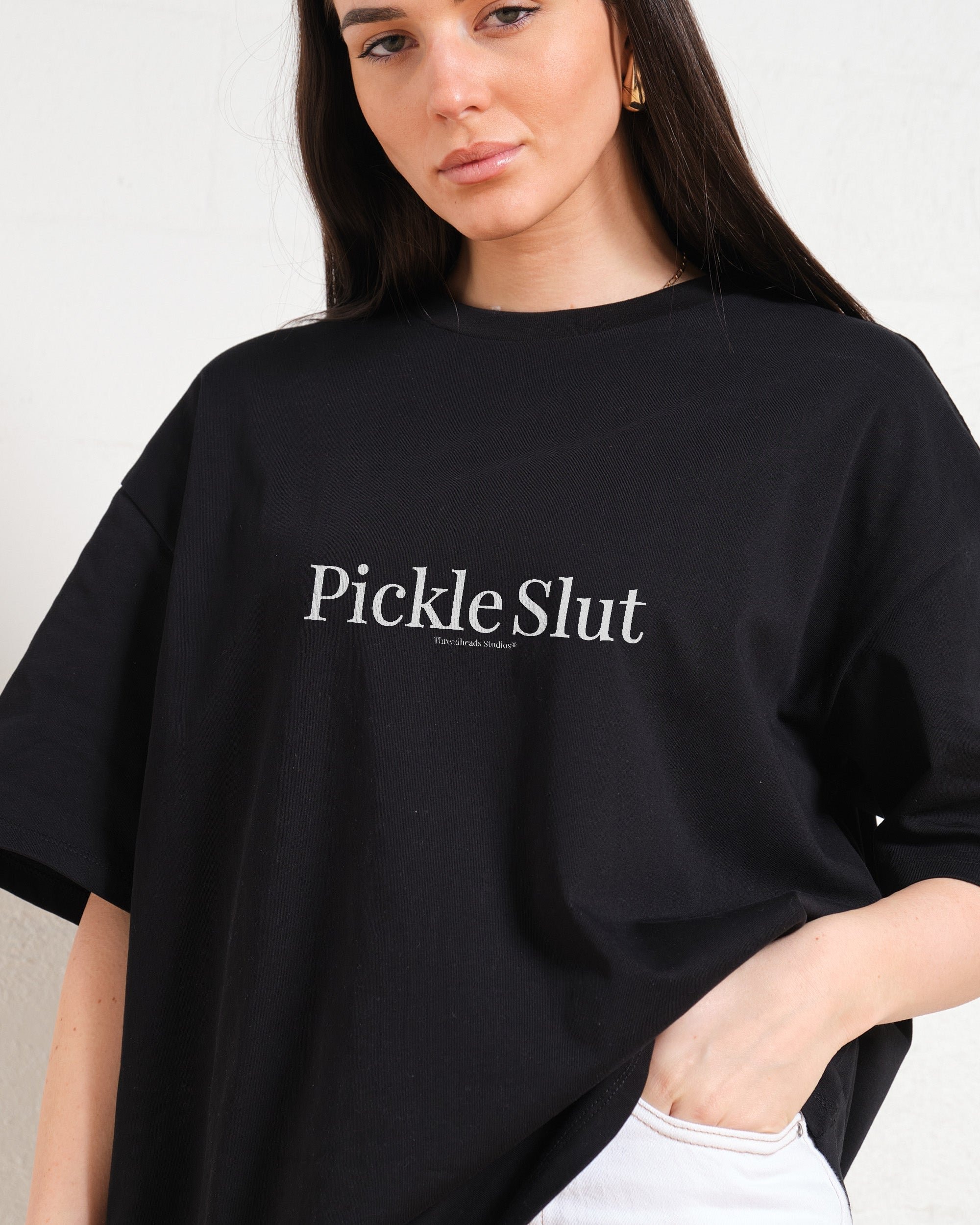 Pickle Slut Oversized Graphic Tee - Threadheads 90s Boxy Fit 100% Combed Cotton Unisex