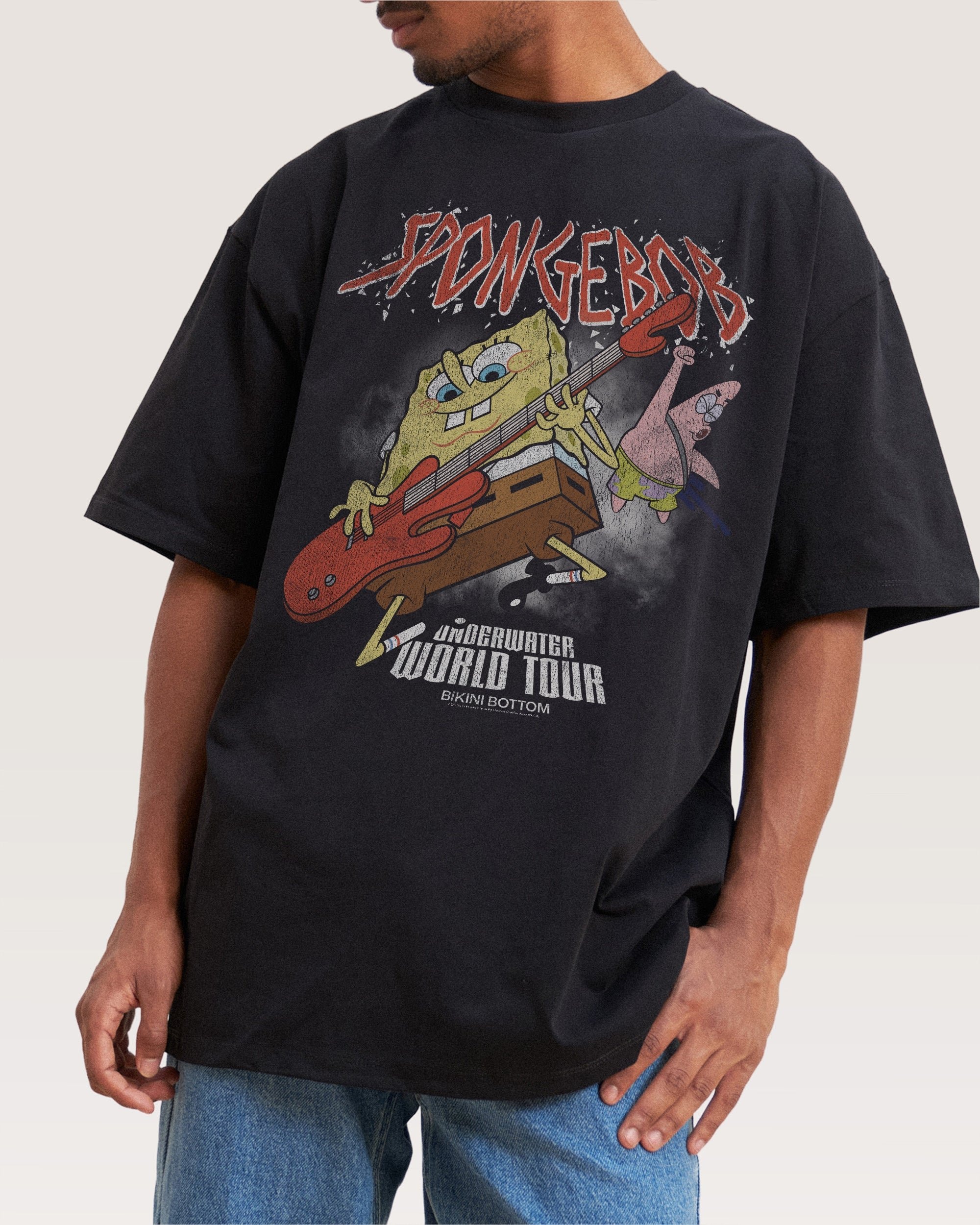 SpongeBob World Tour Oversized Graphic T-Shirt - Unisex 100% Combed Cotton Tee