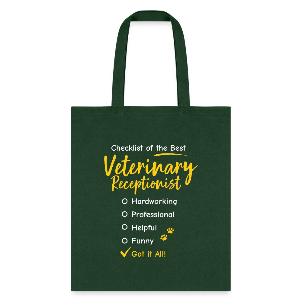 Veterinary Receptionist Checklist Cotton Tote Bag - Vet Staff Gift