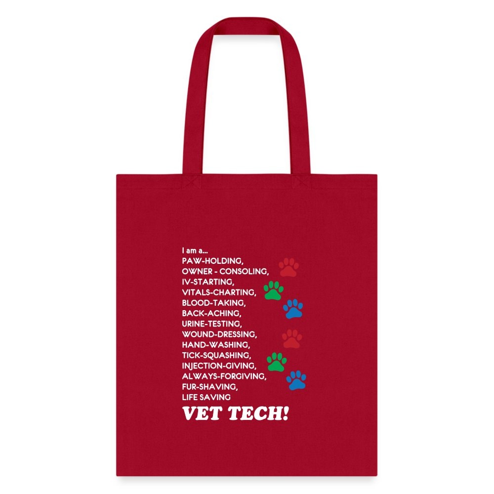 Vet Tech Tote Bag - I Am A Vet Tech Canvas Shoulder Bag for Veterinary Technicians & Students