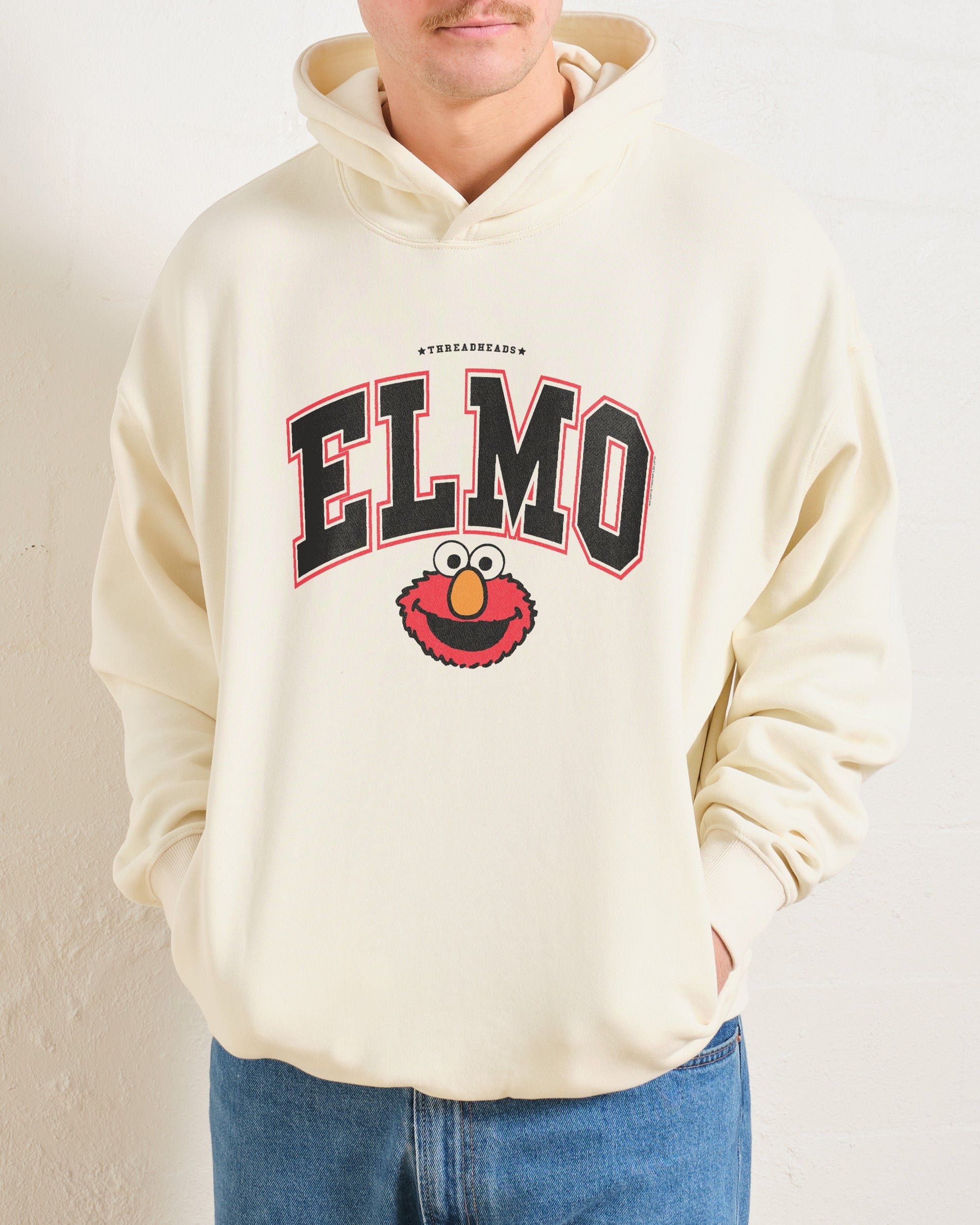 Elmo College Hoodie Sesame Street Unisex 90s Boxy Fit Premium Hoodie