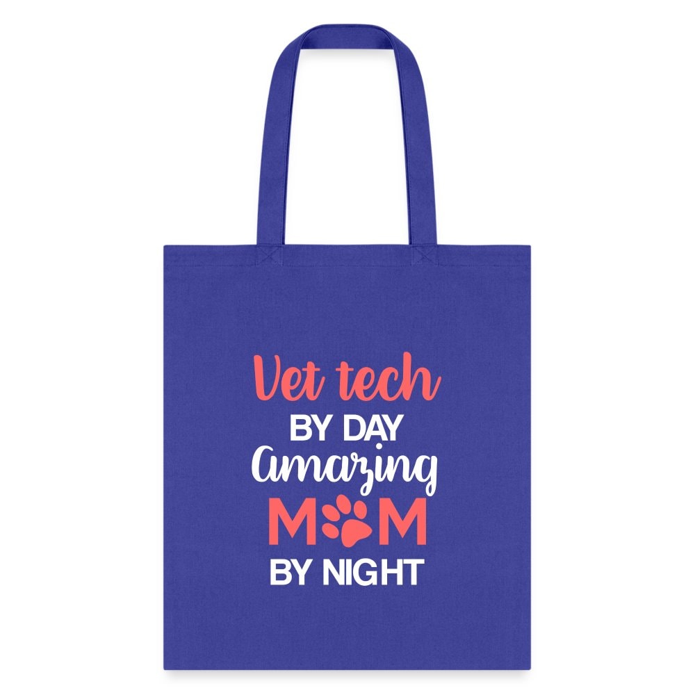 Vet Tech by Day Amazing Mom by Night Tote Bag - Cotton Canvas Veterinary Technician Mom Gift