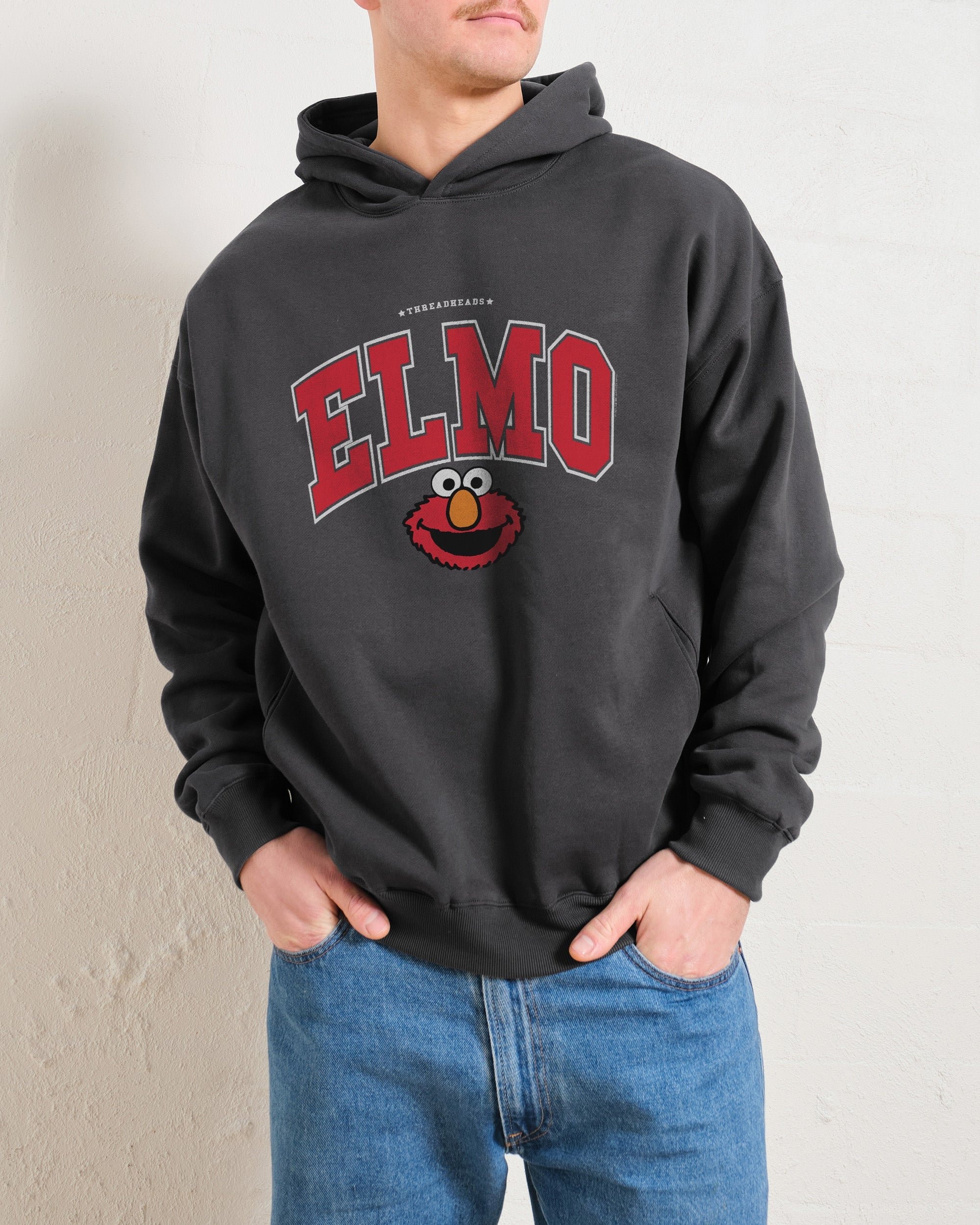 Elmo College Hoodie Sesame Street Unisex 90s Boxy Fit Premium Hoodie