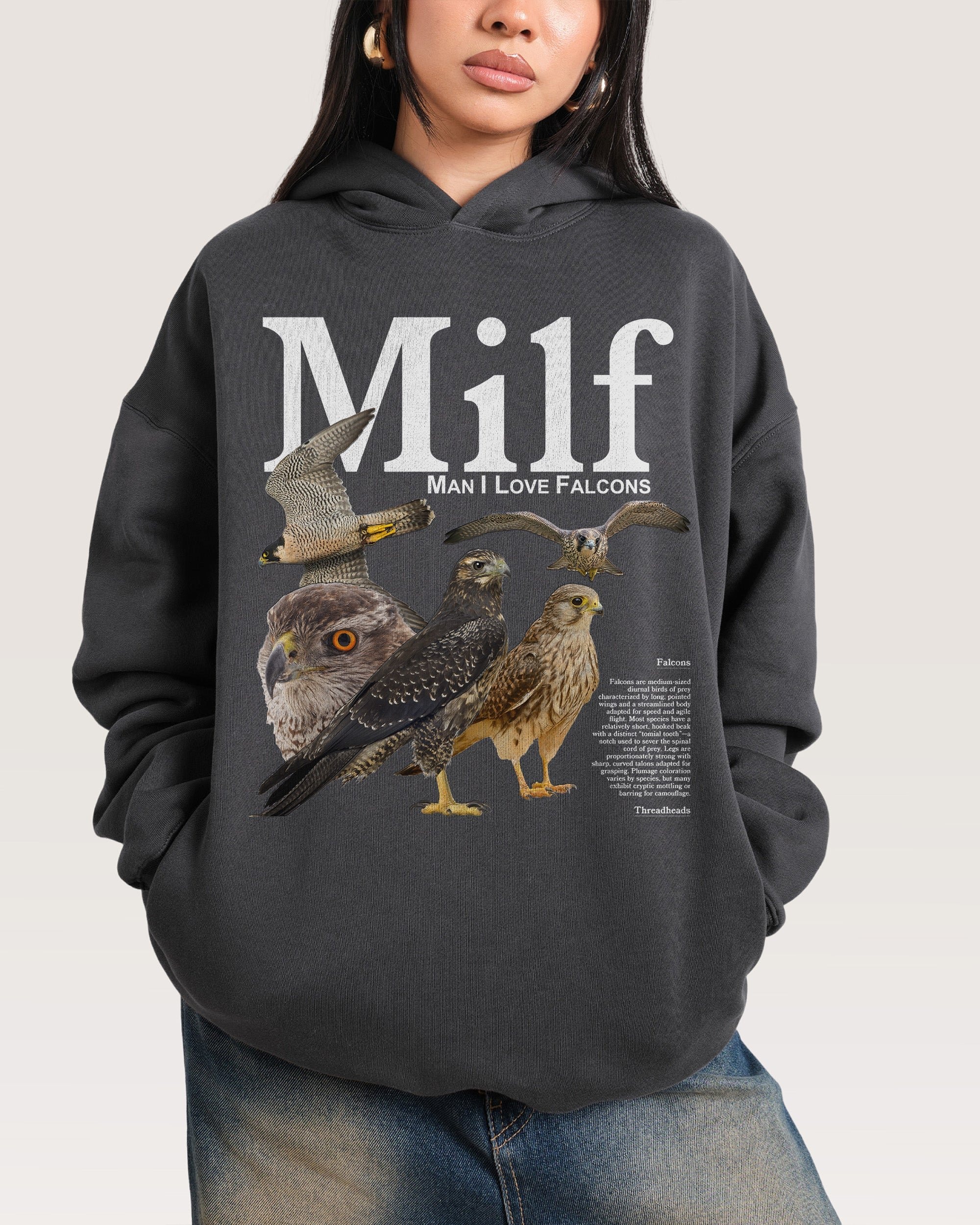 Man I Love Falcons Unisex Graphic Hoodie - 90s Boxy Fit, 340gsm Cotton-Poly