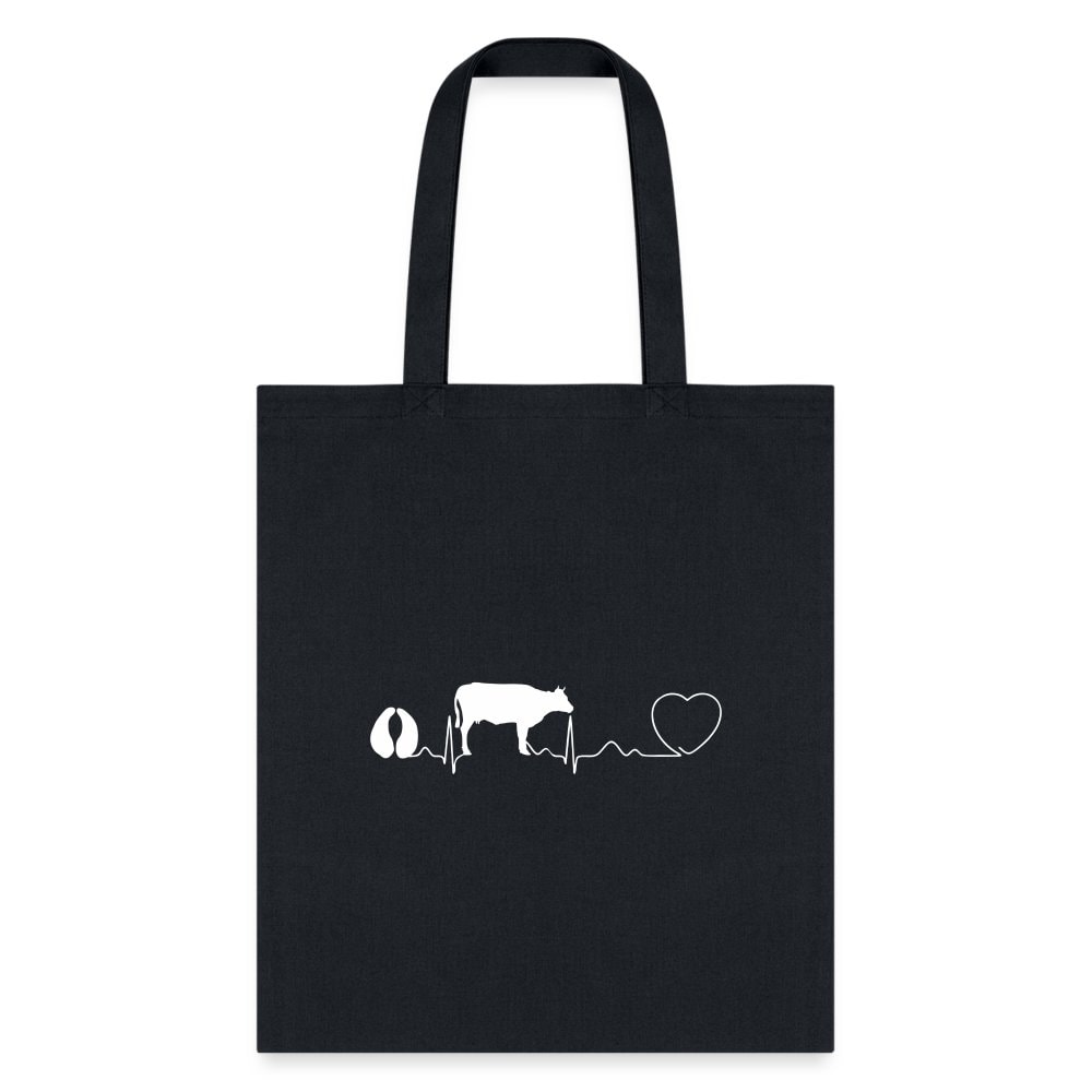 Cow Pulse Cotton Tote Bag - Q-Tees Large Animal Vet Design 100% Cotton Canvas 15.5x14.5in