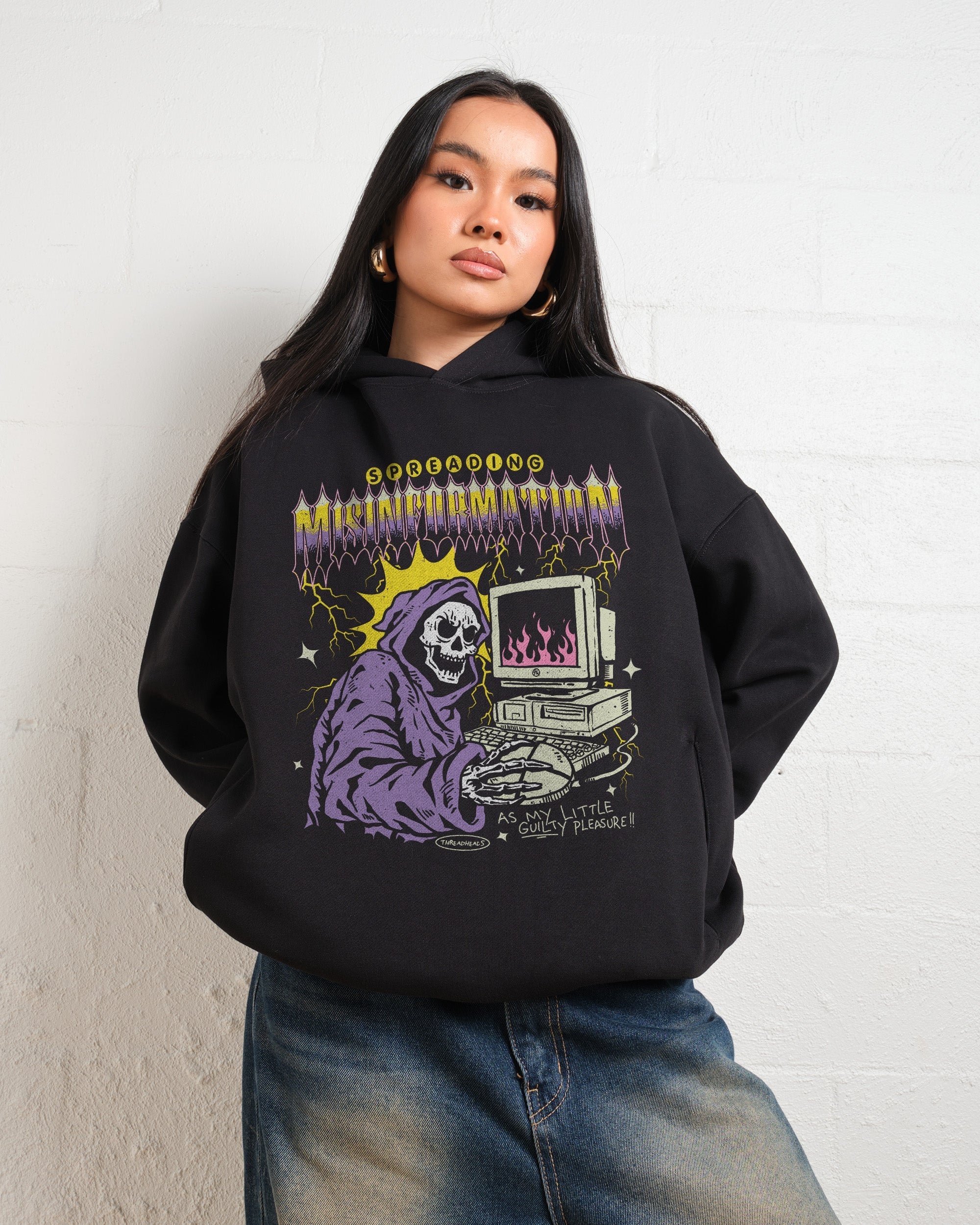 Spreading Misinformation Unisex Graphic Hoodie - 90s Boxy Fit, 340gsm Cotton-Poly