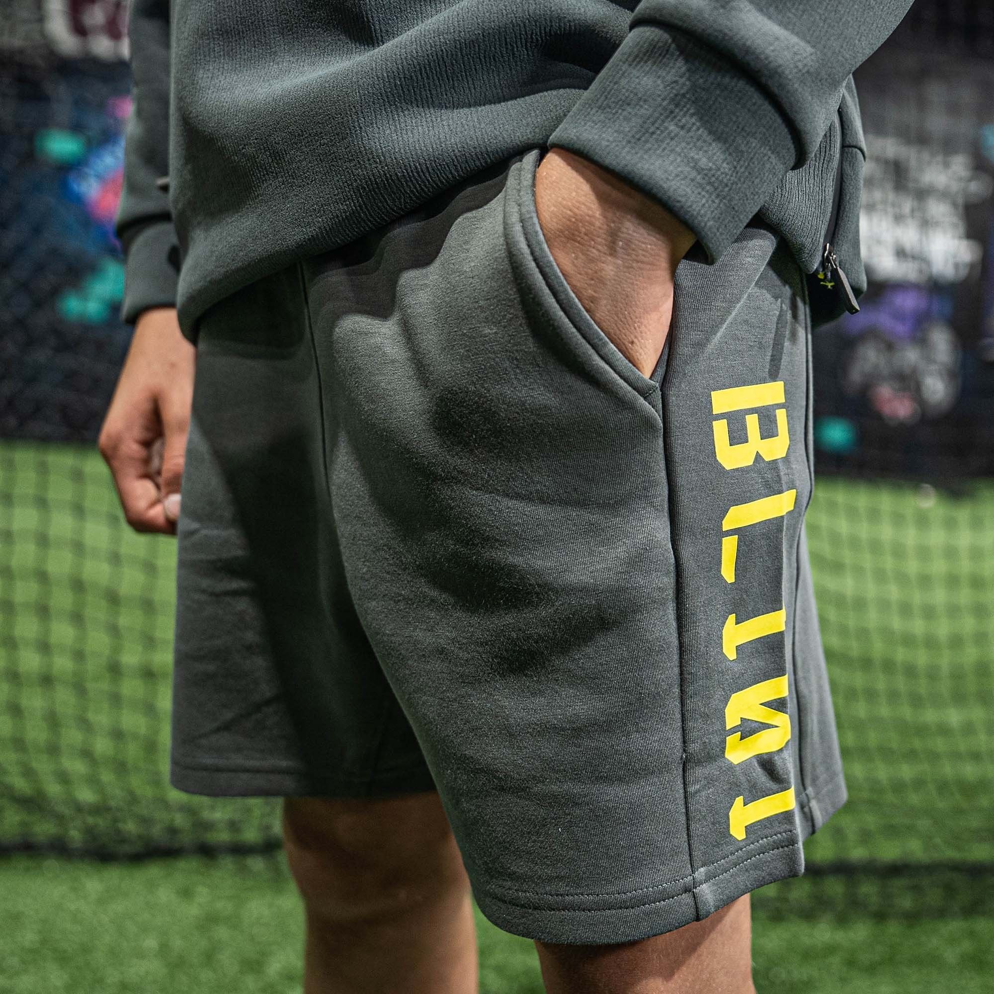 Diamond Relaxed Fit Youth Sweatshorts Gray/Yellow - 79% Cotton