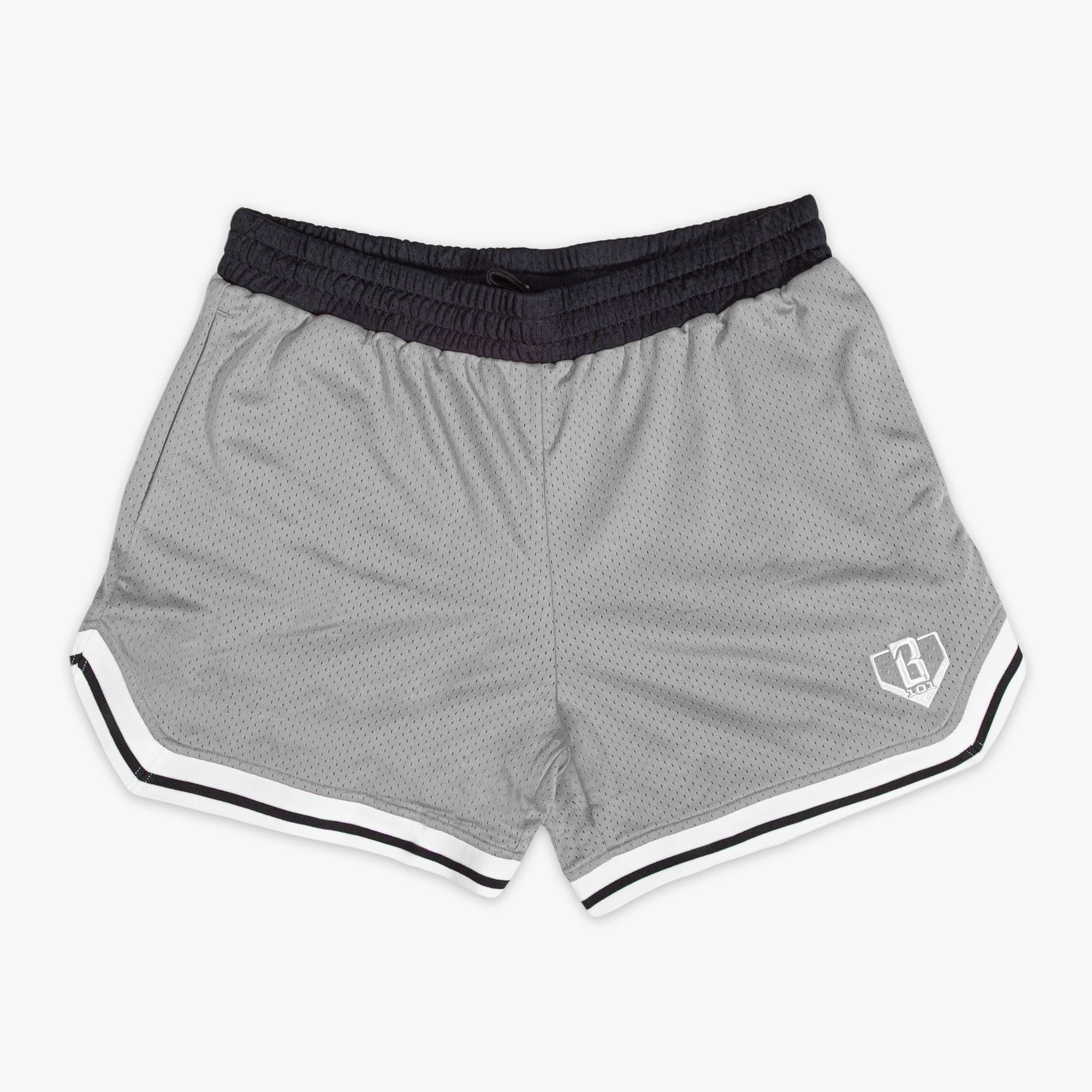 Court Shorts Slate Gray Mesh Athletic Shorts with Retro Trim
