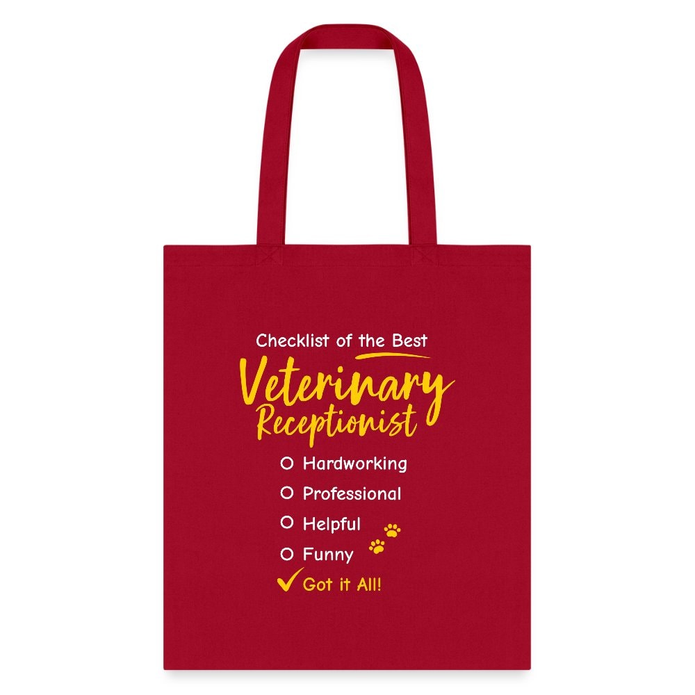 Veterinary Receptionist Checklist Cotton Tote Bag - Vet Staff Gift