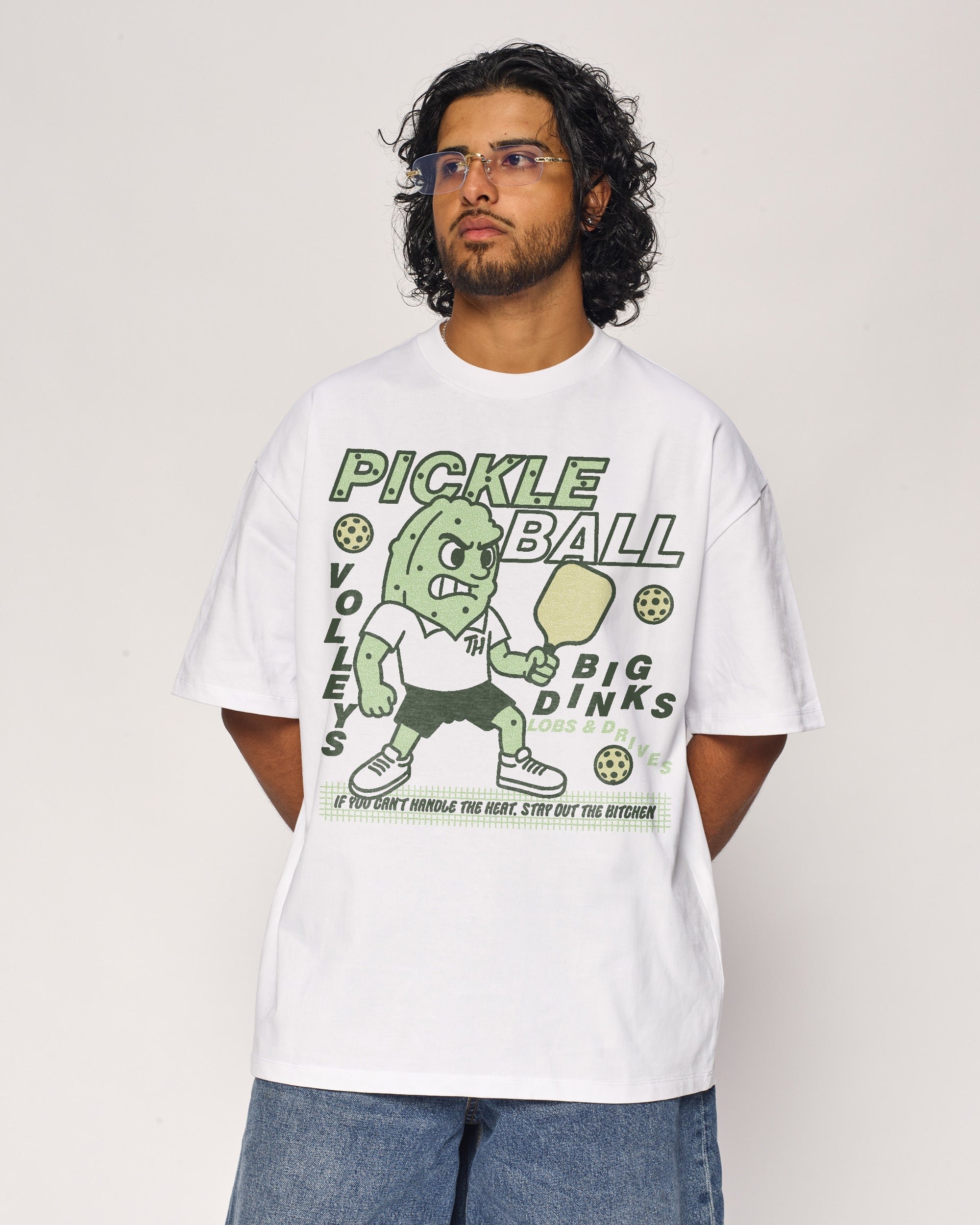 Pickleball Oversized Graphic Tee - Unisex 90s Boxy Fit 100% Combed Cotton