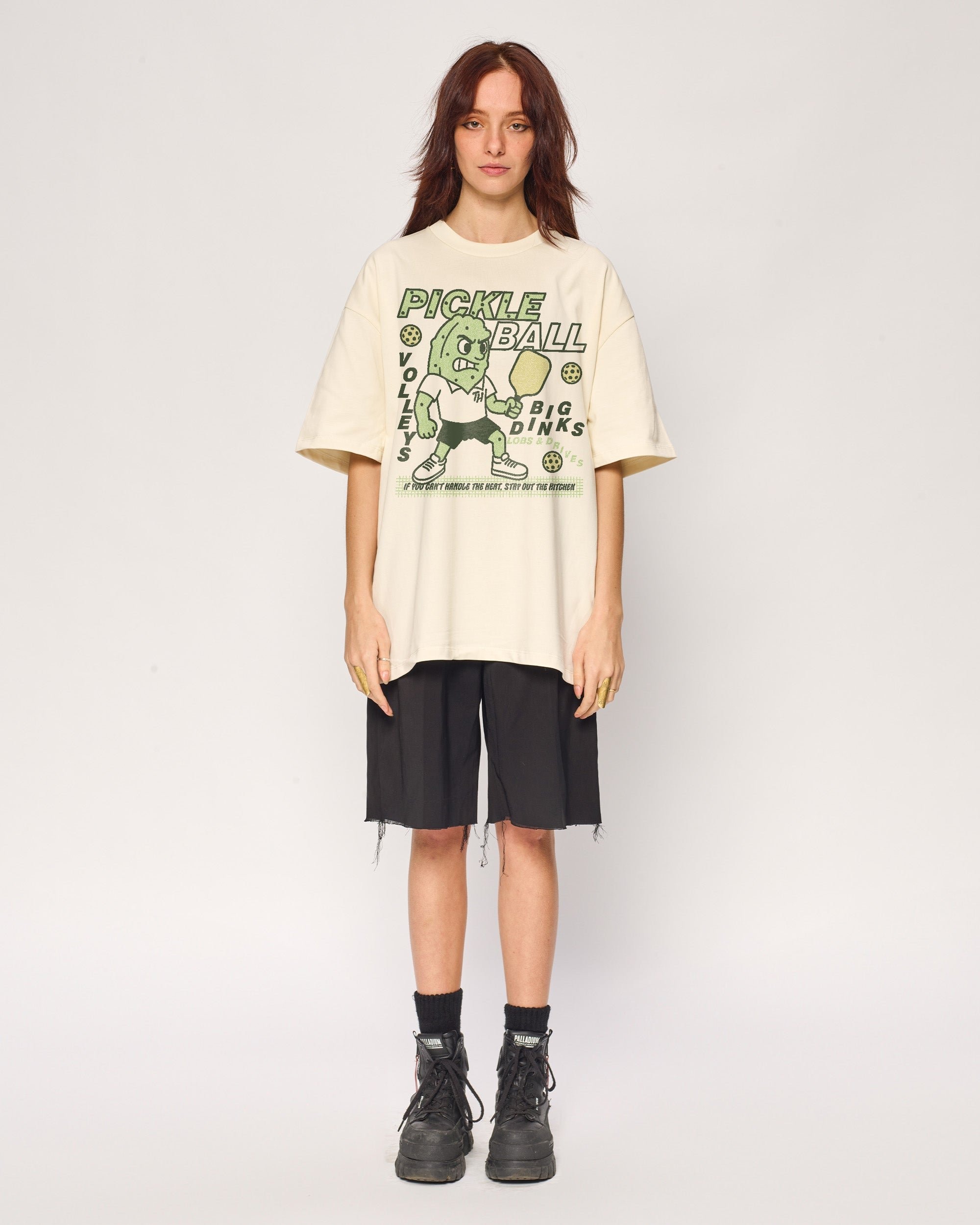 Pickleball Oversized Graphic Tee - Unisex 90s Boxy Fit 100% Combed Cotton