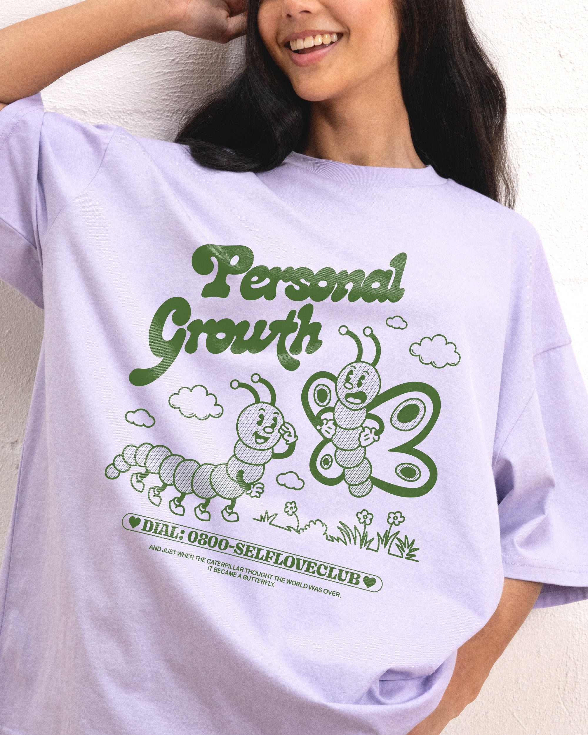 Personal Growth Oversized Graphic Tee - Unisex 90s Boxy Fit 100% Combed Cotton