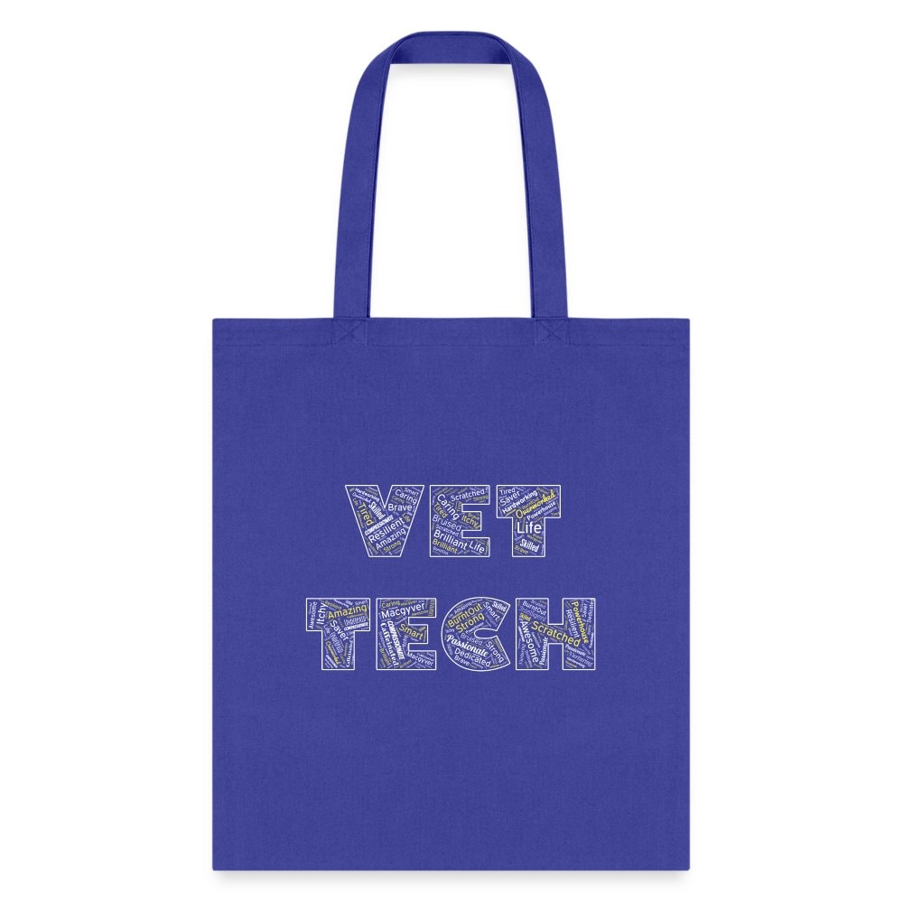 Vet Tech Typography Tote Bag - Graphic Print Canvas Shoulder Bag