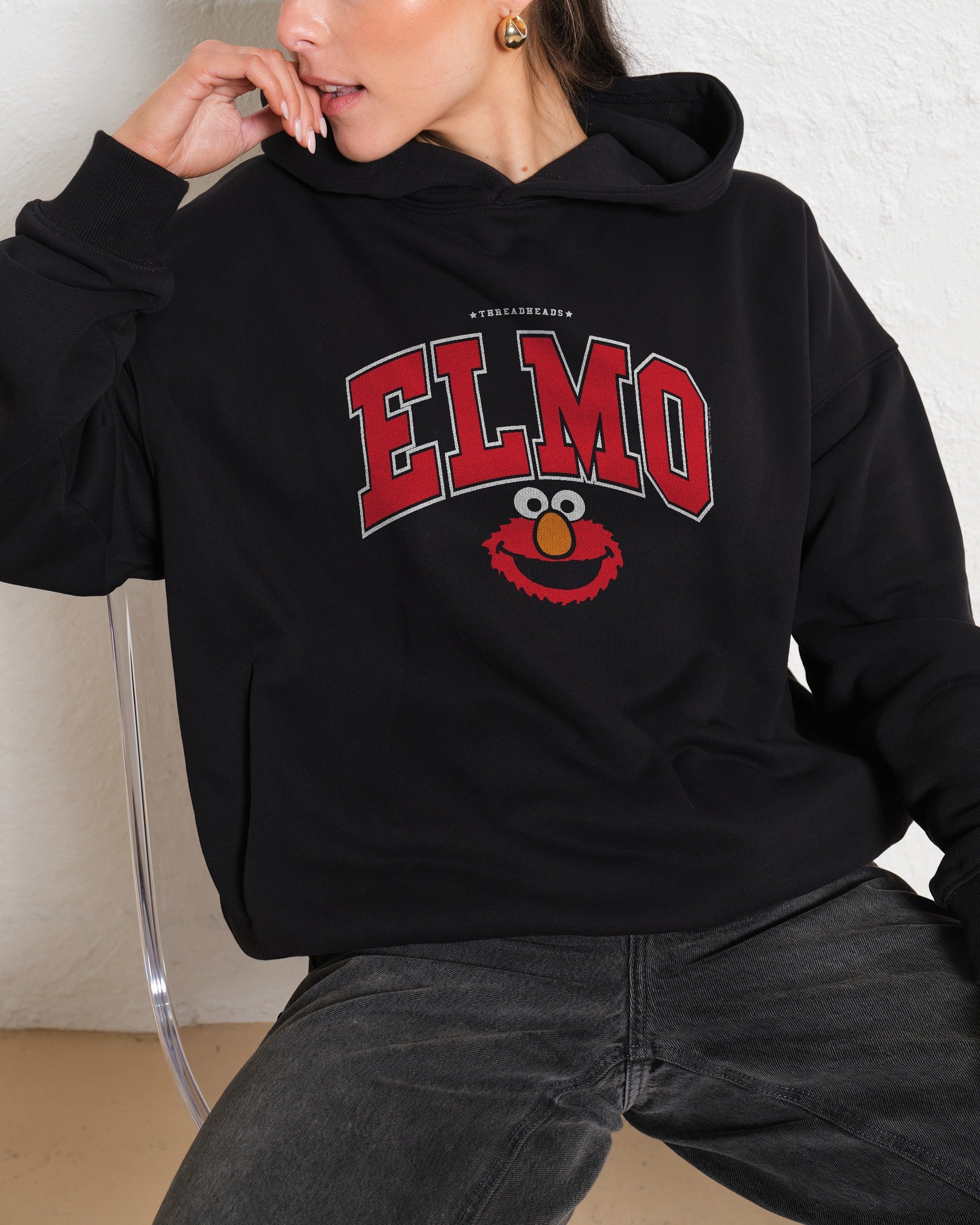 Elmo College Hoodie Sesame Street Unisex 90s Boxy Fit Premium Hoodie