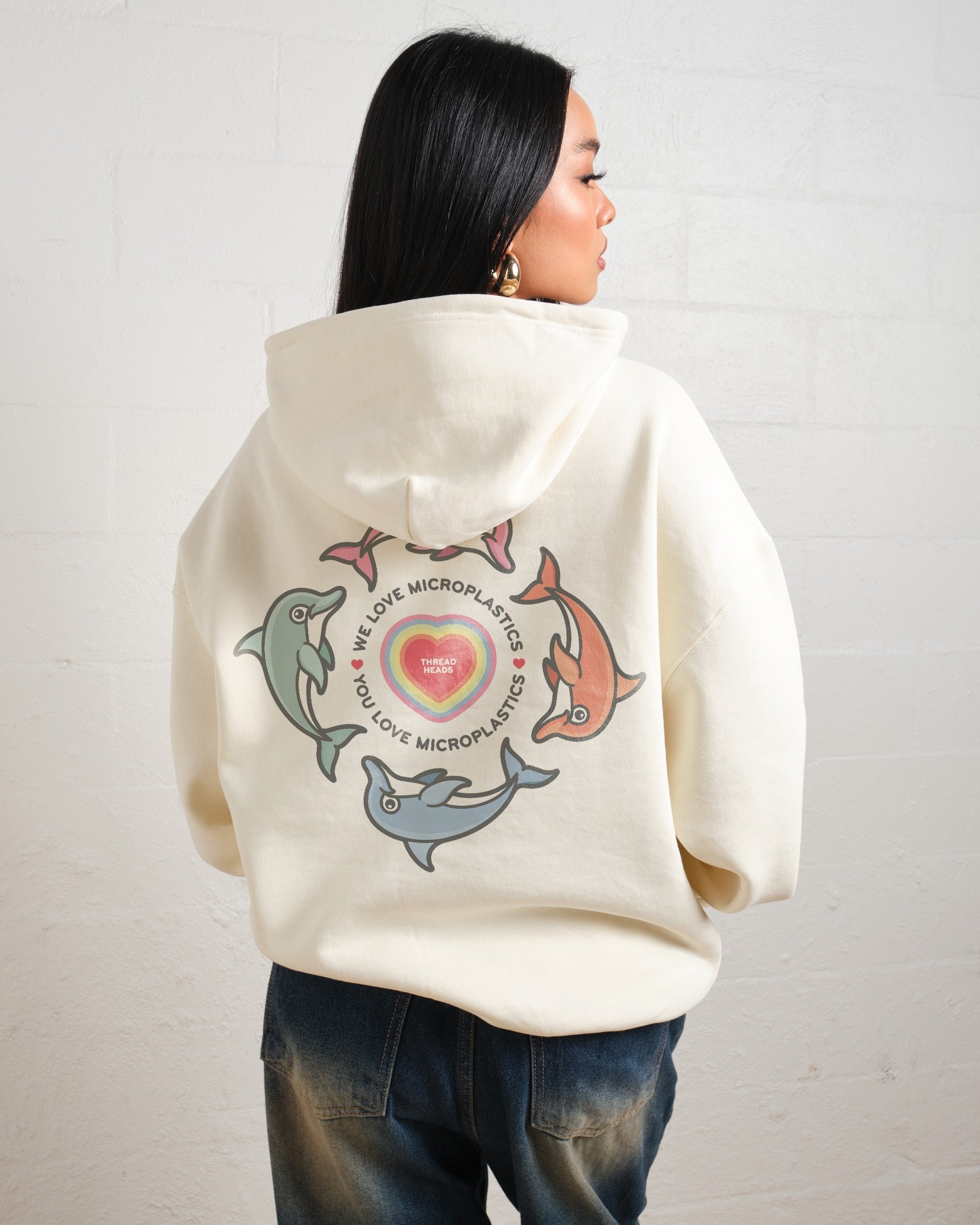 We Love Microplastics Unisex Graphic Hoodie - 90s Boxy Fit, 340gsm Cotton-Poly