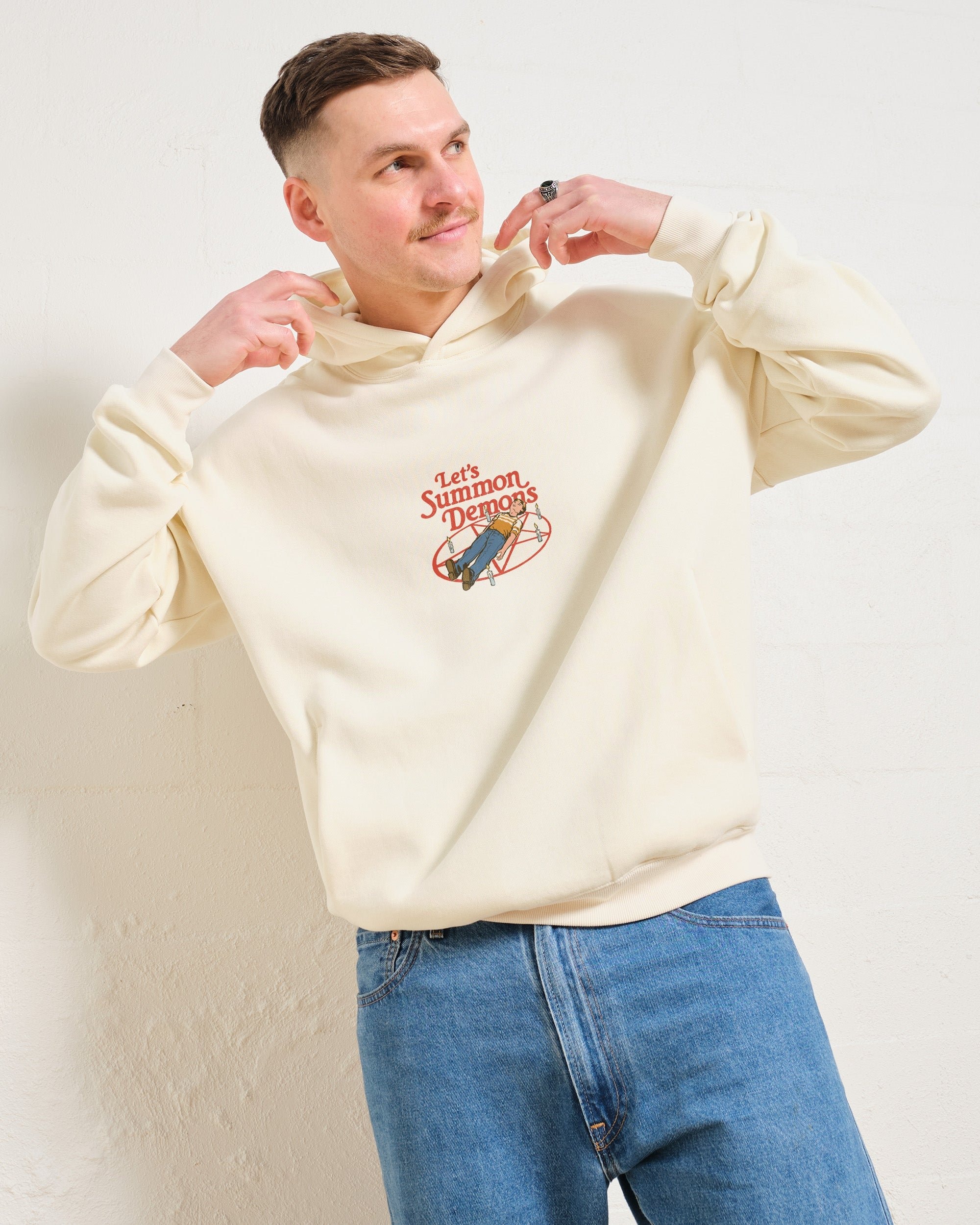 Let's Summon Demons Front and Back Graphic Hoodie - 90s Boxy Fit Unisex