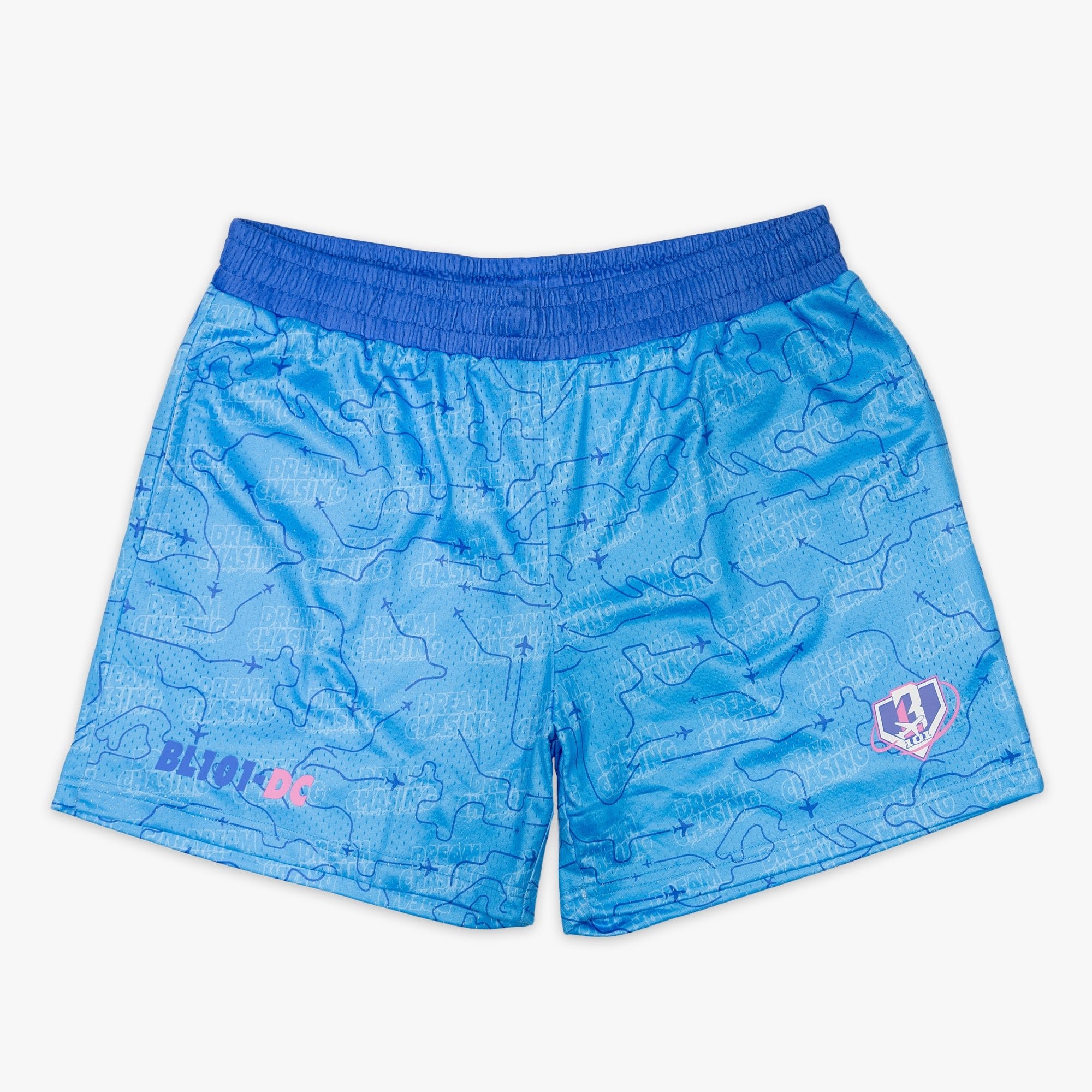 Dream Chaser Shorts - Sunrise Light Blue Mesh Athletic Shorts for Men