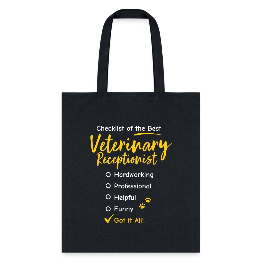 Veterinary Receptionist Checklist Cotton Tote Bag - Vet Staff Gift