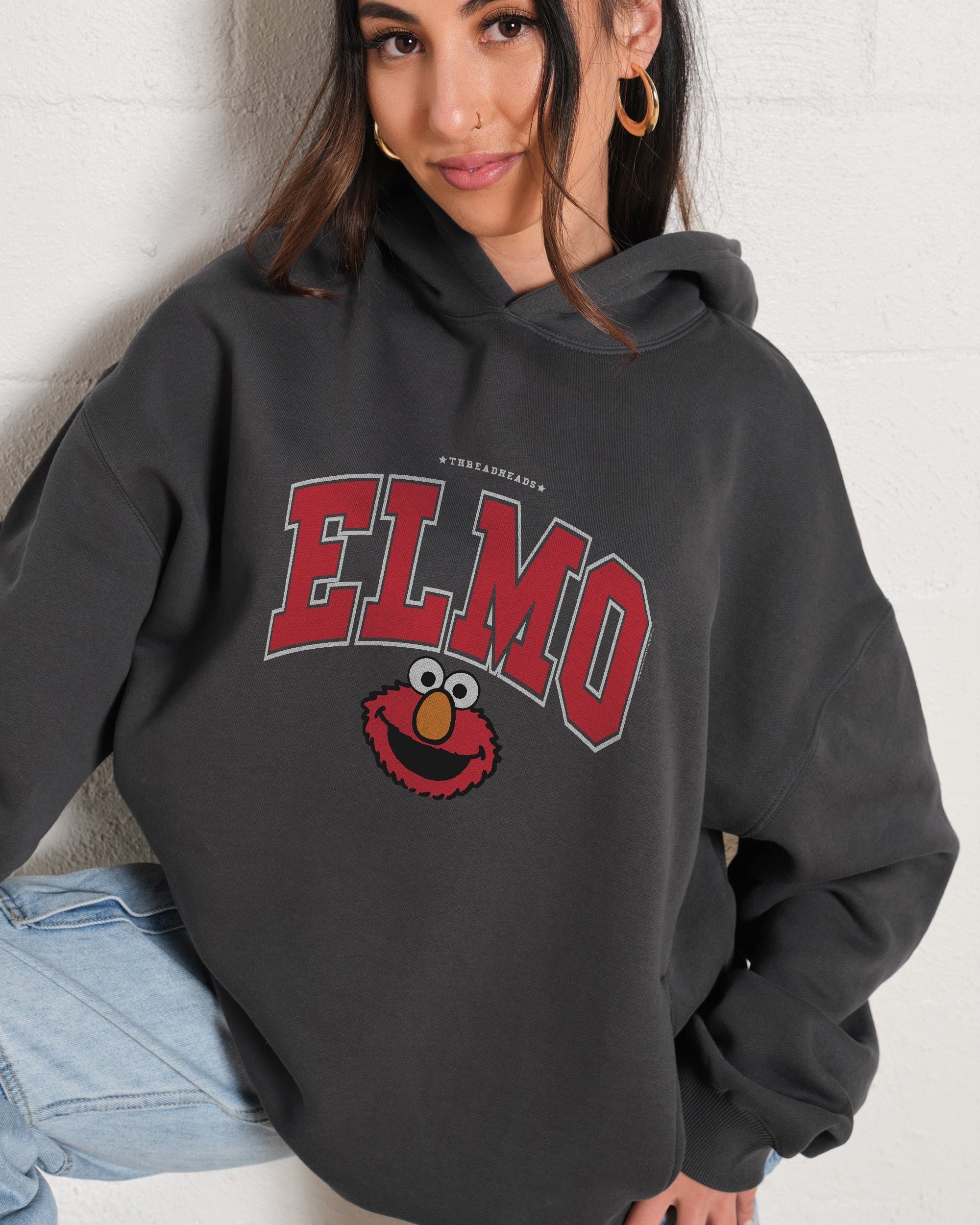 Elmo College Hoodie Sesame Street Unisex 90s Boxy Fit Premium Hoodie