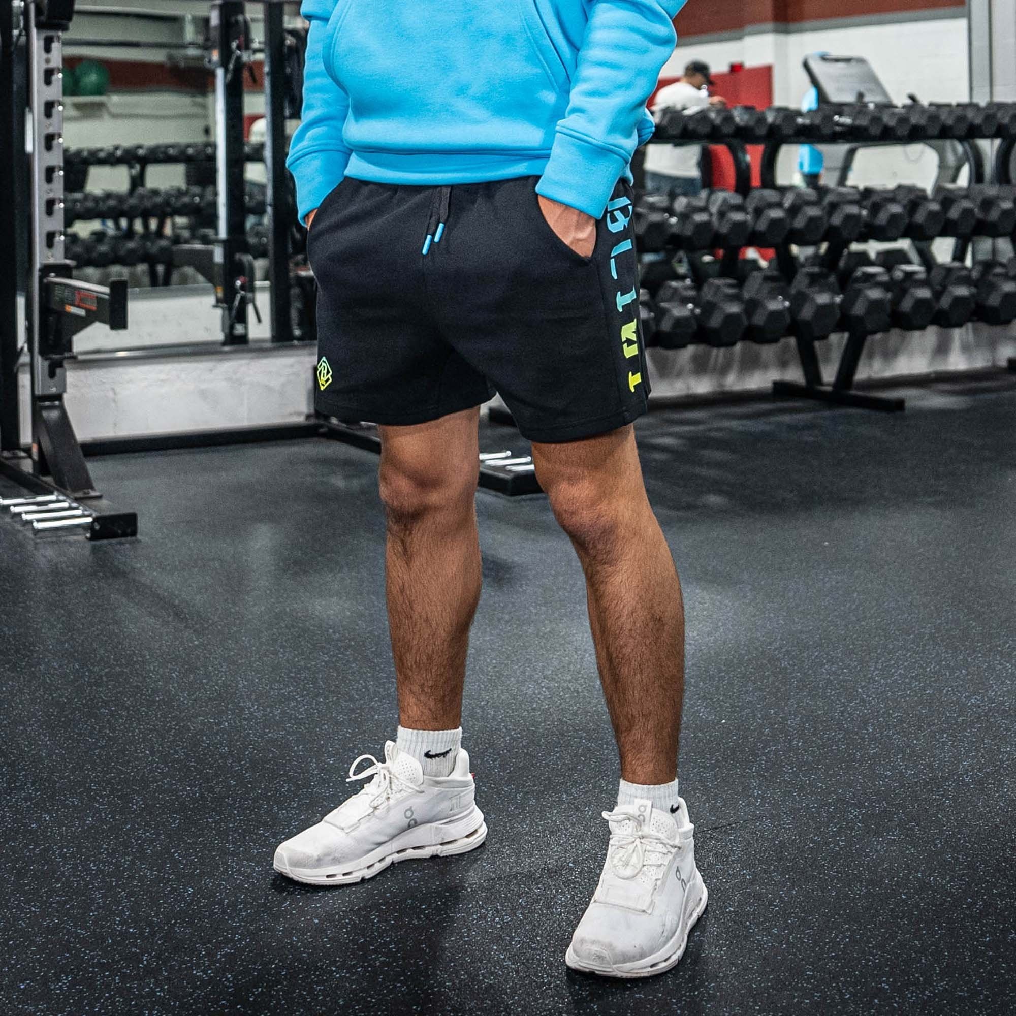 Diamond Relaxed Fit Sweatshorts - Black/Highlighter Men's Athletic Shorts