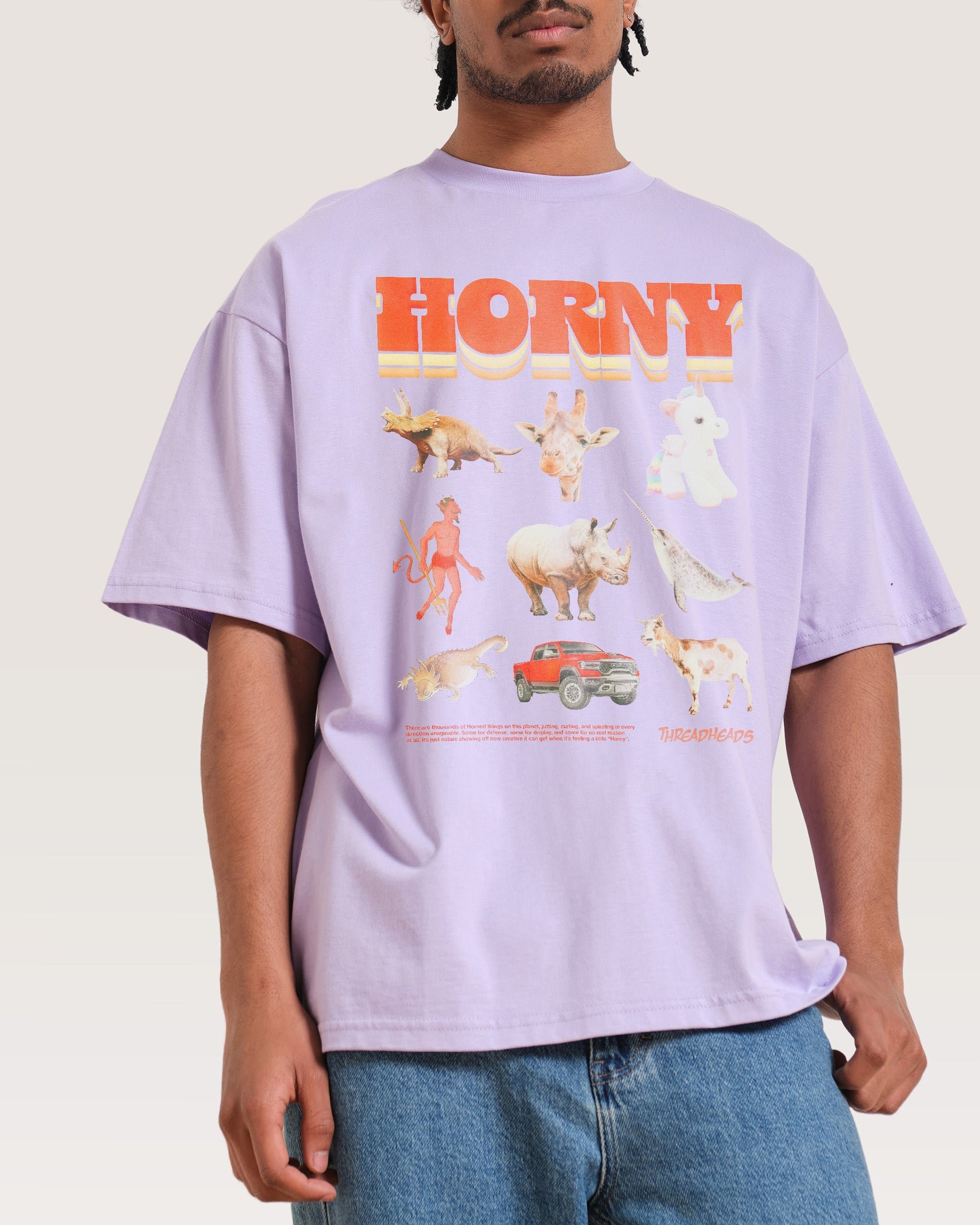Horny Things Oversized Graphic Tee - Unisex 90s Boxy Fit 100% Combed Cotton