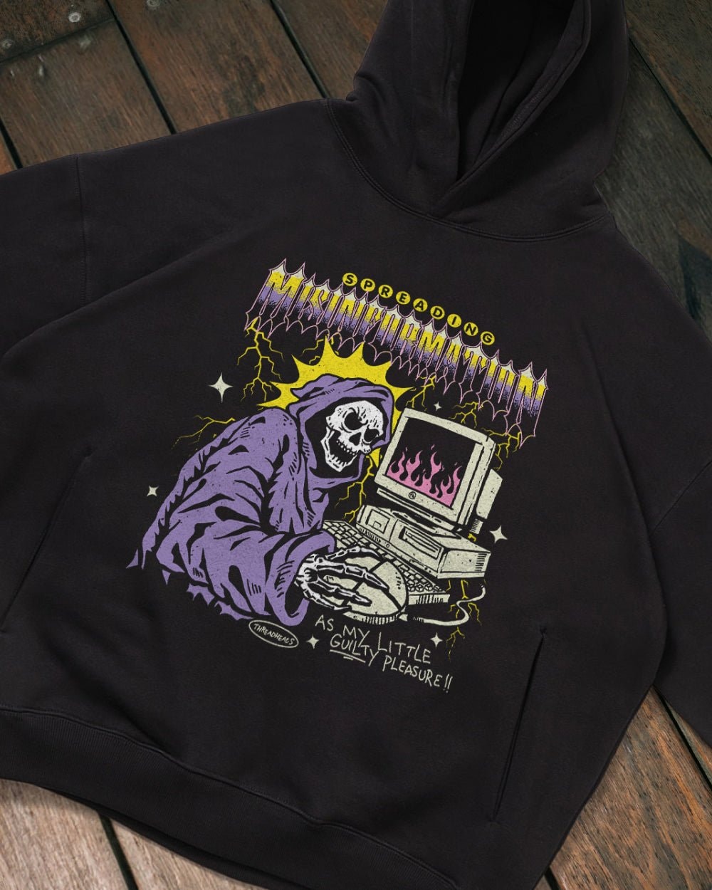 Spreading Misinformation Unisex Graphic Hoodie - 90s Boxy Fit, 340gsm Cotton-Poly