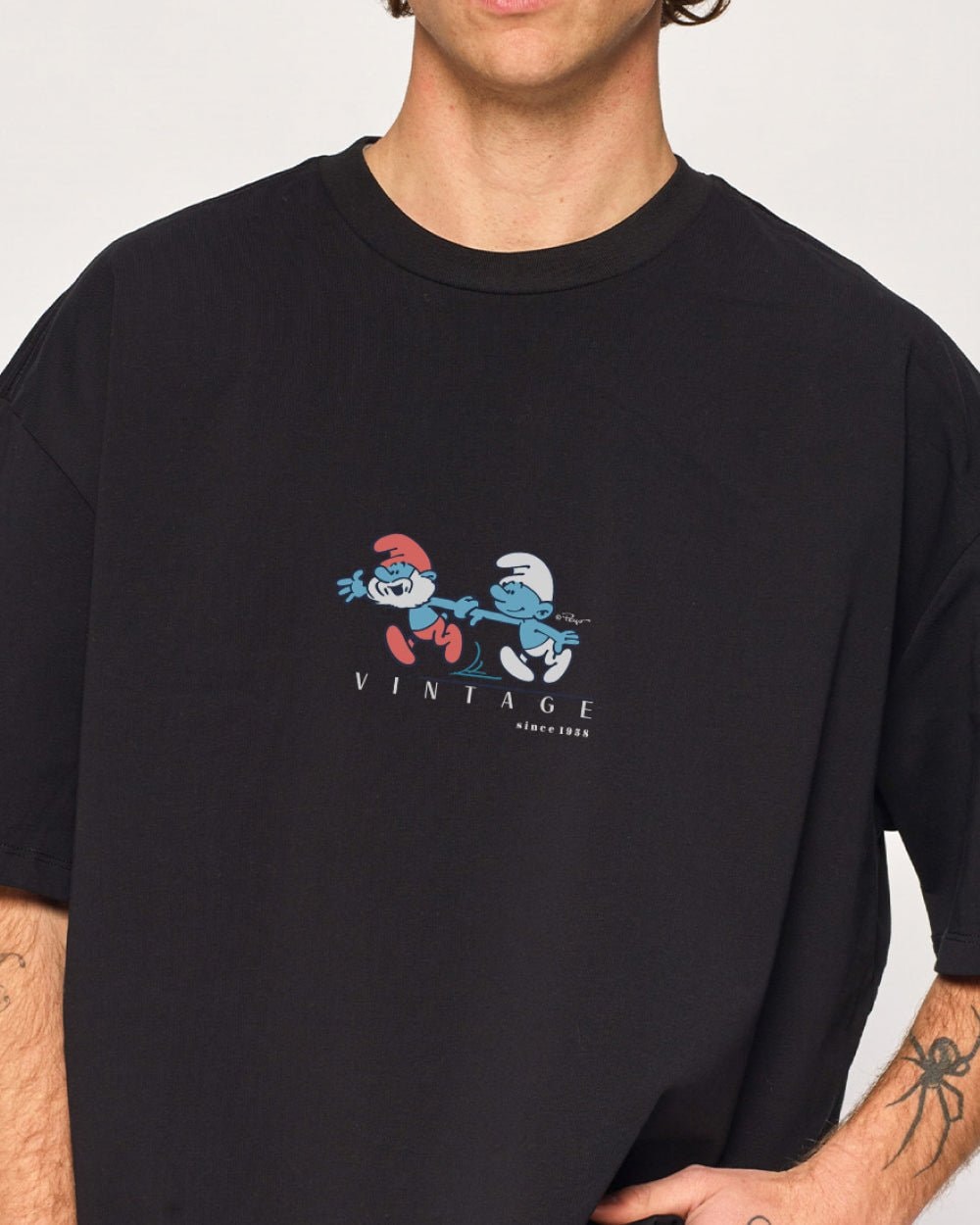 Call Me Papa Oversized Smurfs Graphic Tee - Unisex 90s Boxy Fit 100% Combed Cotton