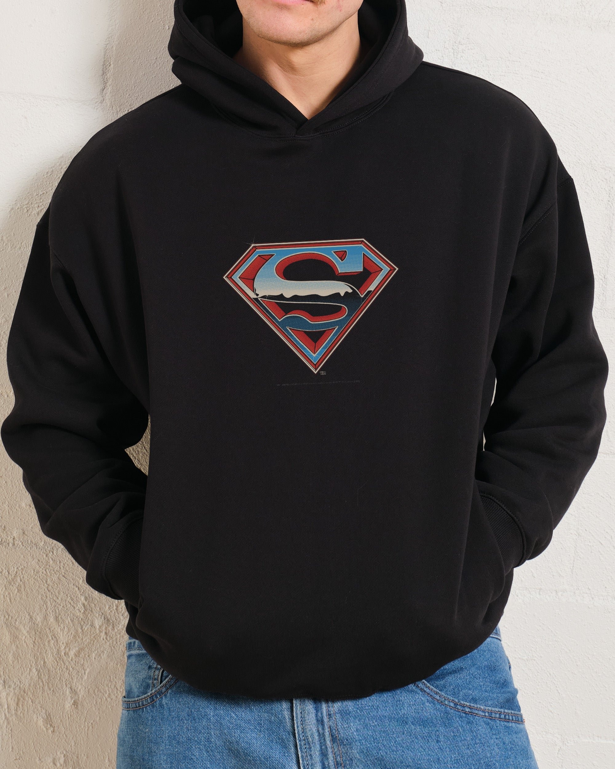 Superman Vintage Logo Unisex Hoodie - 90s Boxy Fit 340gsm Cotton-Poly