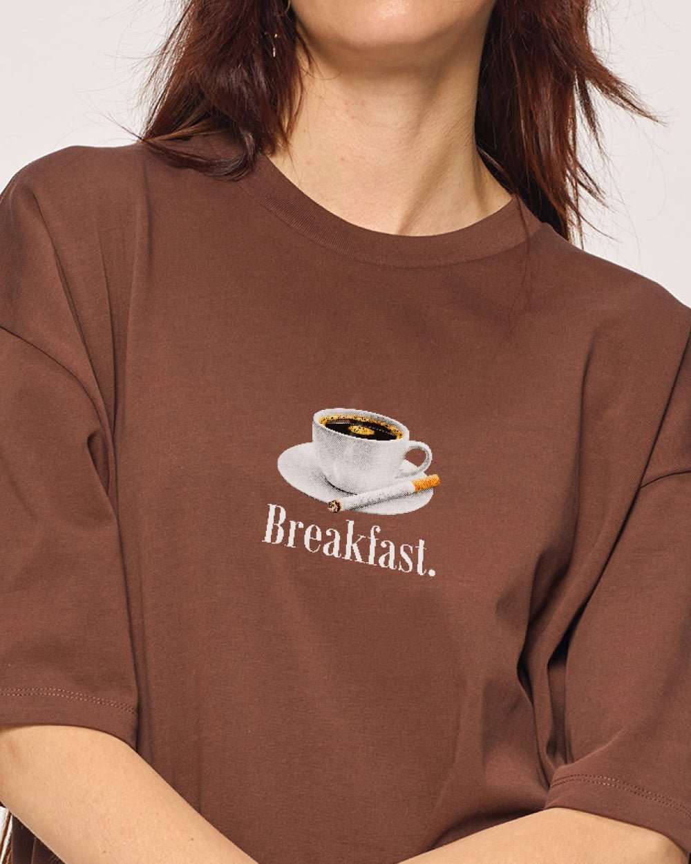 Breakfast Coffee Oversized Graphic Tee - Threadheads Unisex 90s Boxy Fit Cotton T-Shirt