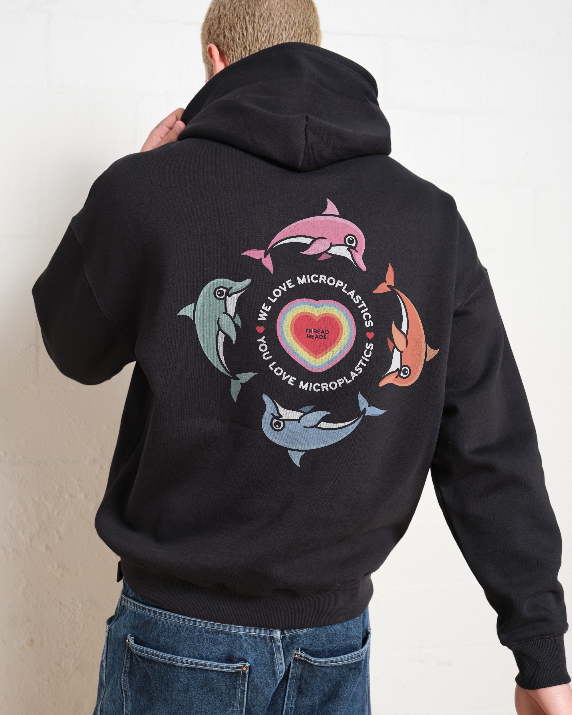 We Love Microplastics Unisex Graphic Hoodie - 90s Boxy Fit, 340gsm Cotton-Poly