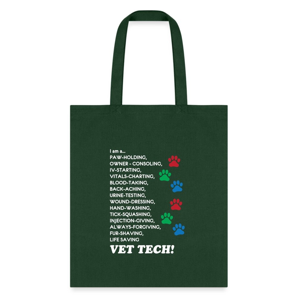 Vet Tech Tote Bag - I Am A Vet Tech Canvas Shoulder Bag for Veterinary Technicians & Students
